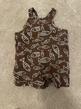Chez Ami Fish Print Baby Short Overalls